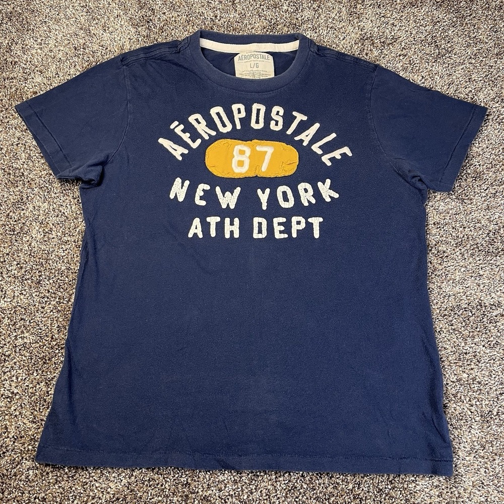 Vintage Aeropostale Shirt Mens Sz L Y2K Grunge Distressed Embroidered Patch Aero